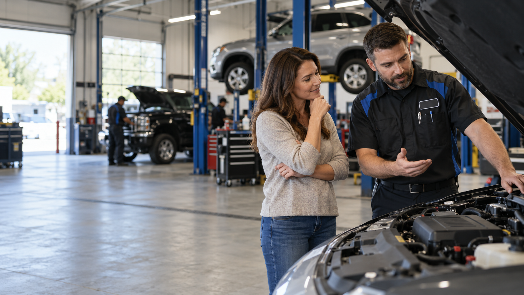 Auto repair shop receiving a lead on their phone